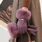 Winter Women Keep Warm Plus Velvet Touch Screen Thicken Plush Wrist Suede Gloves (New)