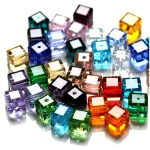 50 6mm Colorful Cubic Glass Beads Spacers Charms DIY Jewelry Making Accessories Ornament (New)