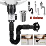 Flip Top Anti Odor Drain Pipe Set Kitchen Sink Drain Retractable Deodorizing Filter Flexible (New)