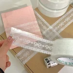 100M Roll Bow Lace Transparent Tapeï¼ŒinsFeng Festival Gift Box Packaging Tapeï¼ŒDIY Gift Decoration Material (New)