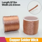 Length 15 8M Strong Solder Wick Desoldering Copper Wire Mesh Braid Width 2 2.5 3.0mm B (New)