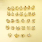 Golden Letters Crystal Diamond Alloy Charms Accessories Fashion Soft PVC Shoes Buckle Kids (New)