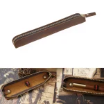 Genuine Leather Zippered Pen Case for Protecting Pen Mini Leather Pencilcase Pouch (New)