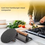 1 Cast Iron Rectangular Meat Press Round Heavy Duty Steak Burger Press Barbecue Press (New)