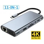 11 in 1 4K USB C 3 HUB Type C to HDMI compatible USB 3 Adapter (New)