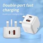 Dual Type C 20W PD Fast Charging Wall Charger, EU US UK Plug Power Adapter for (New)