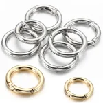 5 Round Spring Clasp Keychain Ring KC Gold Color Openable Carabiner Hook Buckle (New)