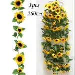 1 2 5 260cm Artificial Yellow Sunflower Garland Flower Vine Wedding Floral Arch Decor Silk (New)