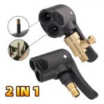 2 In 1 Bicycle Pump Nozzle Hose Adapter Inflatable Pump Motorbike Air Chuck Inflator Valve (New)