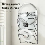 Multi Functional Wall Mounted Pot Lid Rack For Household Kitchen, Perforated With Five (New)