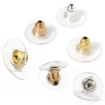 100 6mm Silicon Earring Back Stoppers Gold Color Ear Stud Post Plugs for (New)