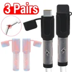 1-3pairs Silicone Dual Type C Charger Cable Protector Data (New)