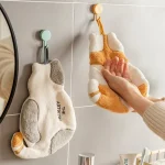 1 Cute Cat Hanging Towel Kitchen Hand Towel Bathroom Soft Absorbent Handkerchief Wipe (New)
