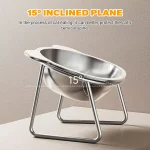 Stainless Steel Cat Bowl with Stand Anti Cervical Spondylosis Pet Raised Food and (New)