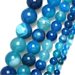 Natural Stone Banded Blue Lace Agates Round Loose Beads 4 6 8 10 (New)