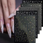 3D Star Nail Art Stickers Decals Self Adhesive Metal Silver DIY Nail Stickers Decoration (New)