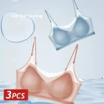3 Ultra Thin Breathable Ice Silk Bras Womens Seamless Back Halter Vest Wrap Bras (New)