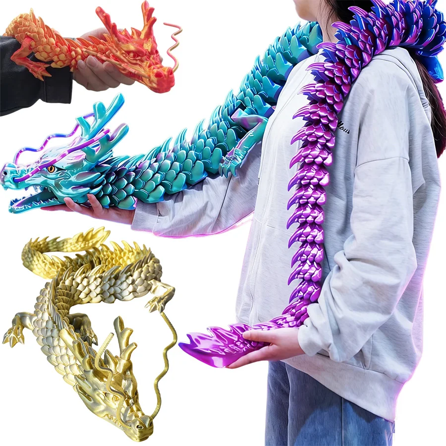 S9e540c623fac41048f7249648678aee6d 5 1 Giant90 30cm 3D Printed DragonStatue Figurine, Articulated Jointed Colorful Collectible Home Office DecorDesktop (New) - Image 1