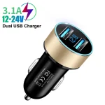 LED Display Voltmeter 3.1A Dual USB Phone Charger Car Cigarette Lighter Power Adapter (New)
