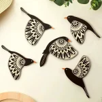 5 Wooden Black Bird Wall Decor Art Vintage Gothic Home Decor for Living (New)