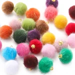 10 Plush Fur Covered Ball Beads Charms Pompom Beads Pendant for DIY Necklace (New)
