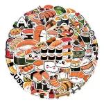 50 Creative Rice and vegetable roll Sushi Family Sticker Decoration Handbook Material Cartoon (New)