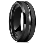 Fashion 8mm Men Black Stainless Steel Rings Sandblasted Finish Finger Rings For Men (New)