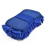 1  Blue Microfiber Chenille Car Wash Sponge Care Washing Brush Pad Cleaning (New)