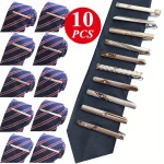 10 Mens Dress Tie Clips, Wedding Business Suit Fashion Necktie Clips, Gifts For (New)