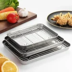 Stainless Steel Baking Pan Tray with Wire Rack Cake Baking BBQ Pan Tray (New)