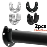 2 304 Stainless Steel Flange Seat Wardrobe Hanger Rod Fixing Hardware Accessories Curtain (New)