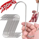 10 100 Sturdy Meat Hooks for Hanging Stainless Steel Butchers S Shaped Hook with Sharp (New)