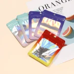 50 Thicken Ziplock Bags Gradient Holographic Laser AB Color Plastic Pouch for DIY (New)