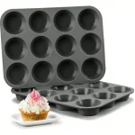 12 Holes Cuakes Mold Non Stick Muffin Cuake Silicone Mold Soap Chocolate Muffin (New)