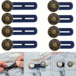 1 10 Jeans Buckle Extenders Waist Adjustable Metal Button for Pants Free Sewing Retractable (New)