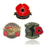 D DAY 80th Anniversary Commemorative Pins Brooch Poppy Lest We Forget Badge Brooch Veterans (New)