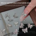 5 Butterfly Nail Art Jewelry Three dimensional Hollow Luxury Alloy Nail Decoration Nails (New)