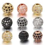 5 6 8 10mm Micro Pave Cubic Zirconia Round Spacer Loose Beads Brass Bead For (New)