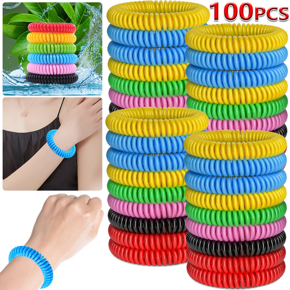 Sa497aa91cb2941b08036e1f1e52ce27cg 1 100 Mosquito Repellent Bracelets Waterproof Mosquito Bracelet DEET Free Anti Mosquito Insect Control Wristbands Universal (New) - Image 1