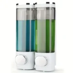 Wall Mounted Soap Dispenser Bathroom 2 Chambers, Clear Liquid Shower Soap Dispenser,Shampoo and (New)