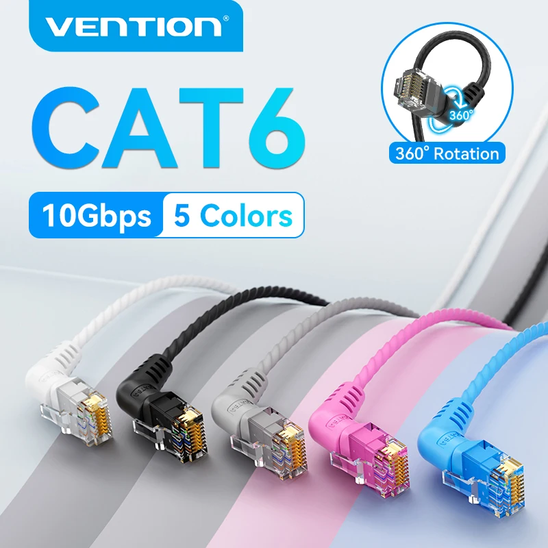 Sa5e99877c38d46c19601dd4cc024b4141 Vention CAT6A Ethernet Cable 10Gbps 90/360 Degree Rotation CAT 6A (New) - Image 1