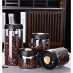 Coffee Bean Storage Jar, Vacuum Sealed Jar, Kitchen Food Storage Glass Jar, Freshness Preservation (New)