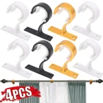 1 4 Curtain Rods Bracket Hanger Hook with Crossbar Fixing Clip Wall Hooks Organizer (New)