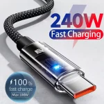 240W Nylon Cable USB Type C Super Fast Charging Cable For Samsung Xiaomi (New)