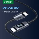 UGREEN Digital Display Screen USB C Cable 240W PD3.1 Type C Cord for Laptop MacBook (New)