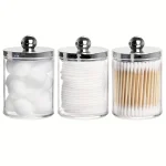 37623  Plastic Cotton Swab Ball Pad Holder Storage Box 10 Oz Bathroom (New)