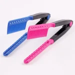 1 Folding V Type Hair Straightener Brush DIY Hairdress Tool Hairdressing Combs Natural (New)