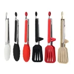9 inch Food Tongs Stainless Steel Tongs Silicone Non stick Cooking Clips Outdoor Barbecue Salad (New)