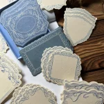 30 box Vintage Embossed Note Cards with Floral & Geometric Designs   Textured Green (New)