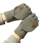 Knitted Fingerless Gloves Winter Thicken Warm Touch Screen Gloves for Men Women Gloves (New)